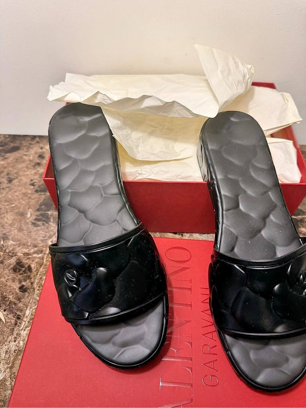 Valentino Black Slide Sandals - new with box